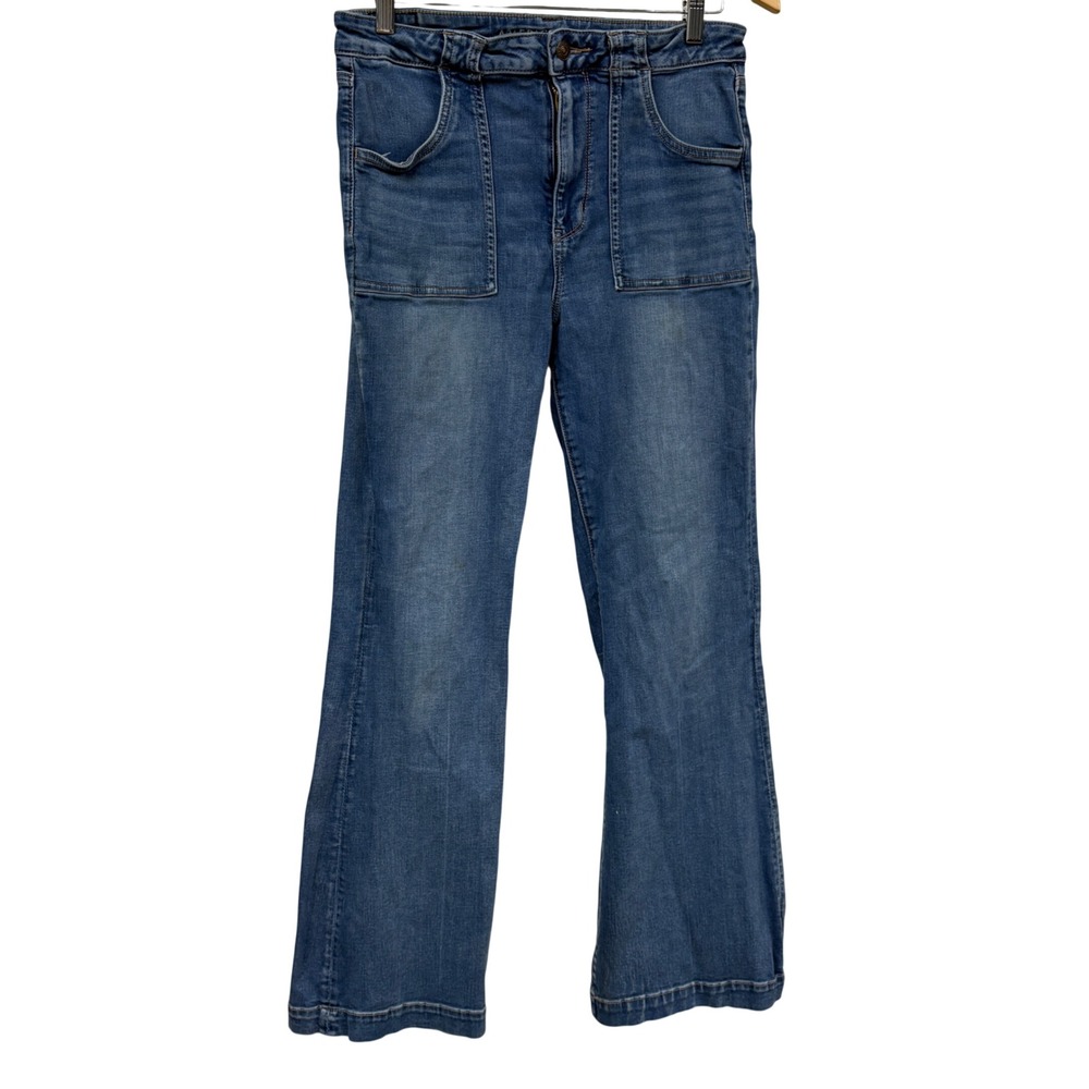 American Eagle Ne(x)t Level Stretch Flare Jeans Blue Patch Pocket Size 12 Reg